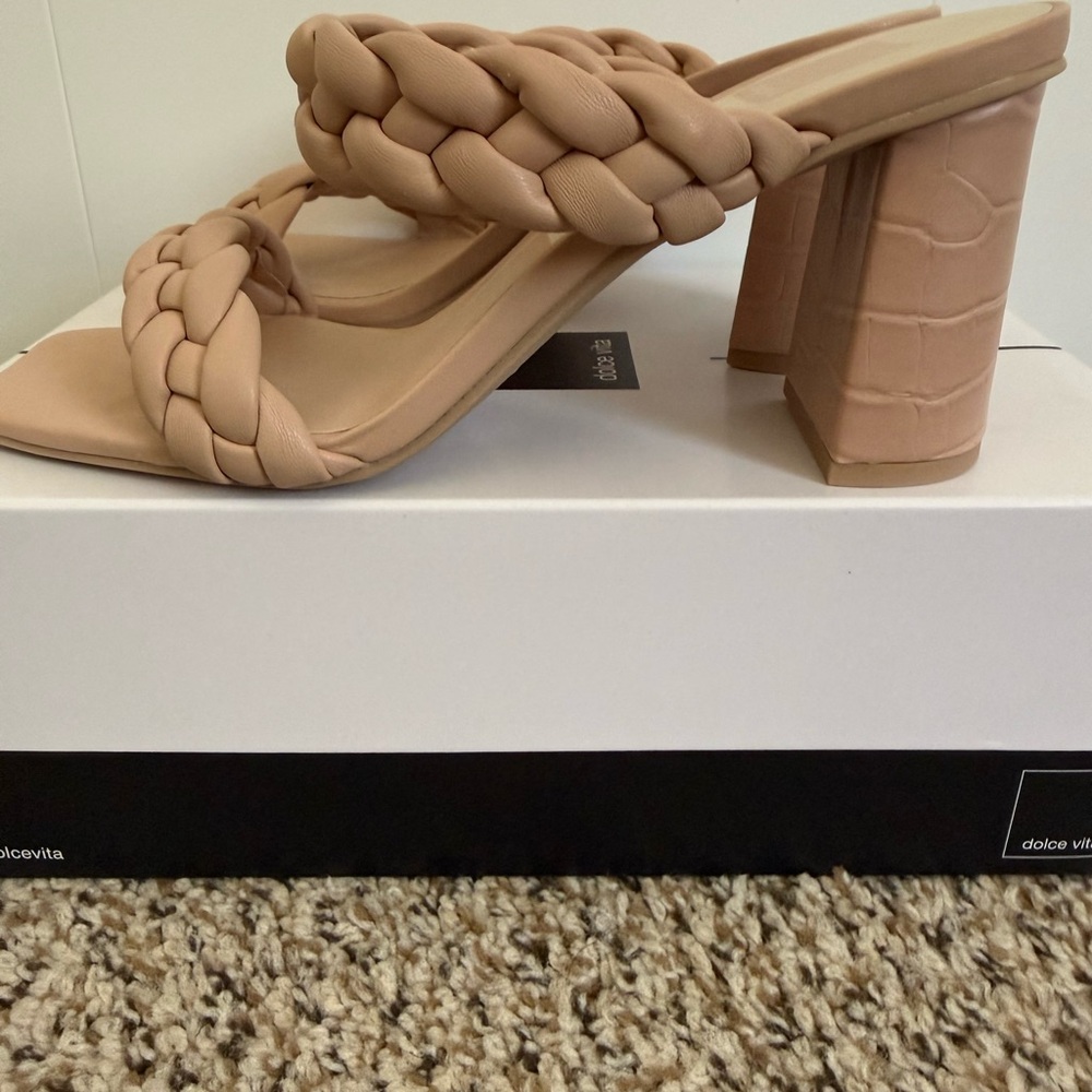 Dolce Vita Braided Double-Strap Block Heel Mule - Beige - Picture 5 of 5